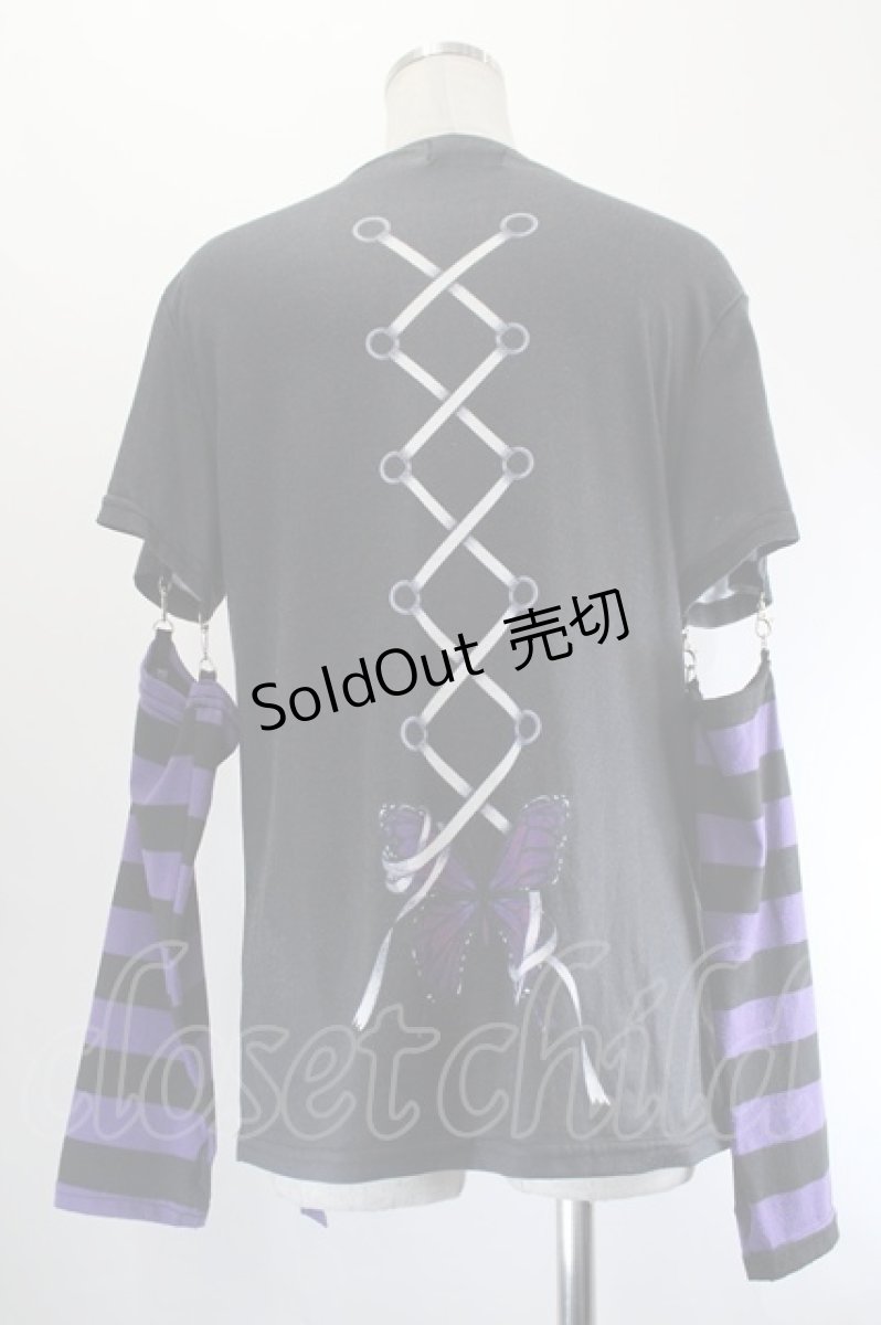 画像2: ACDC RAG / アンデッドバタフライL/S Tシャツ  黒×パープル I-26-07-21-019-PU-TO-TE-ZI (2)
