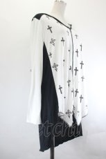 画像3: ALGONQUINS / クロスプリント切替ZIPパーカー  白×黒 I-26-07-21-022-AL-TO-TE-ZI (3)