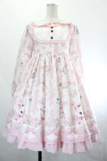 画像1: Angelic Pretty / Kiss me! Catマリーワンピース  白×ピンク I-26-07-21-026-AP-OP-TE-ZI (1)