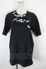 画像1: INGEBORG / ロゴリボンワッペン半袖カットソー L 黒Ｘ白 I-26-07-25-034-LO-TO-SA-ZI (1)