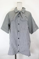 画像1: Physical Drop / サマーギンガムシリーズボーイフレンドワークシャツ  黒Ｘ白 I-26-07-25-004-LO-BL-SA-ZI (1)