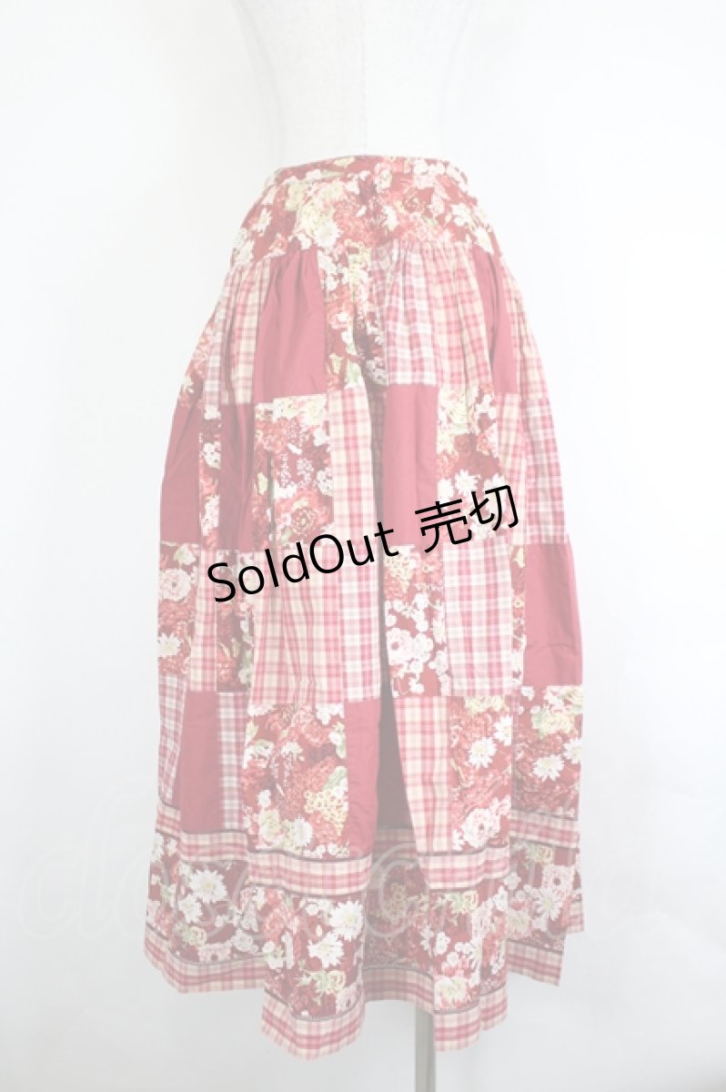 画像3: PINK HOUSE / フラワーチェックパッチワークスカート  赤チェック I-26-07-25-088-LO-SK-SA-ZI (3)