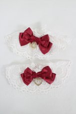 画像1: BABY,THE STARS SHINE BRIGHT / ハートレースリボンお袖とめ  白Ｘ赤 I-26-07-25-125-BA-ZA-SA-ZI (1)