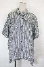 画像1: Physical Drop / タイ付きボーイフレンドワークシャツ  黒Ｘ白 I-26-07-25-003-LO-BL-SA-ZI (1)