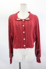 画像1: axes femme POETIQUE / チェリー刺繍衿付きニットカーデ  赤 I-26-07-26-035-AX-TO-TE-ZI (1)