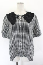 画像1: axes femme / バラ刺繍襟ブラウス  黒×白 I-26-07-26-005-AX-BL-TE-ZI (1)