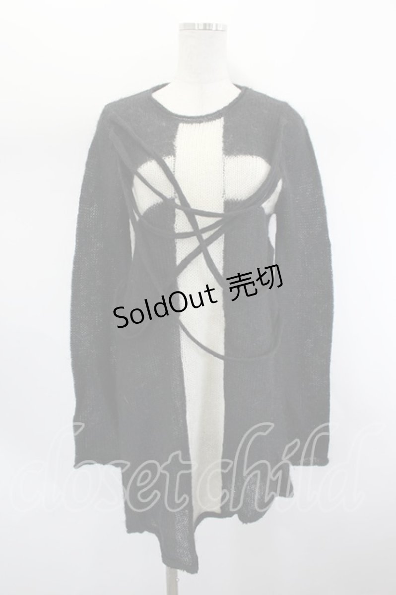 画像1: PEACE NOW / クロスニットトップス  黒Ｘ白 I-26-07-26-051-PU-TO-SA-ZI (1)