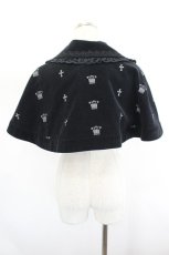 画像2: Innocent World / クラウンクロス刺繍コーデュロイケープ  黒 I-26-07-26-058-IW-JA-SA-ZI (2)