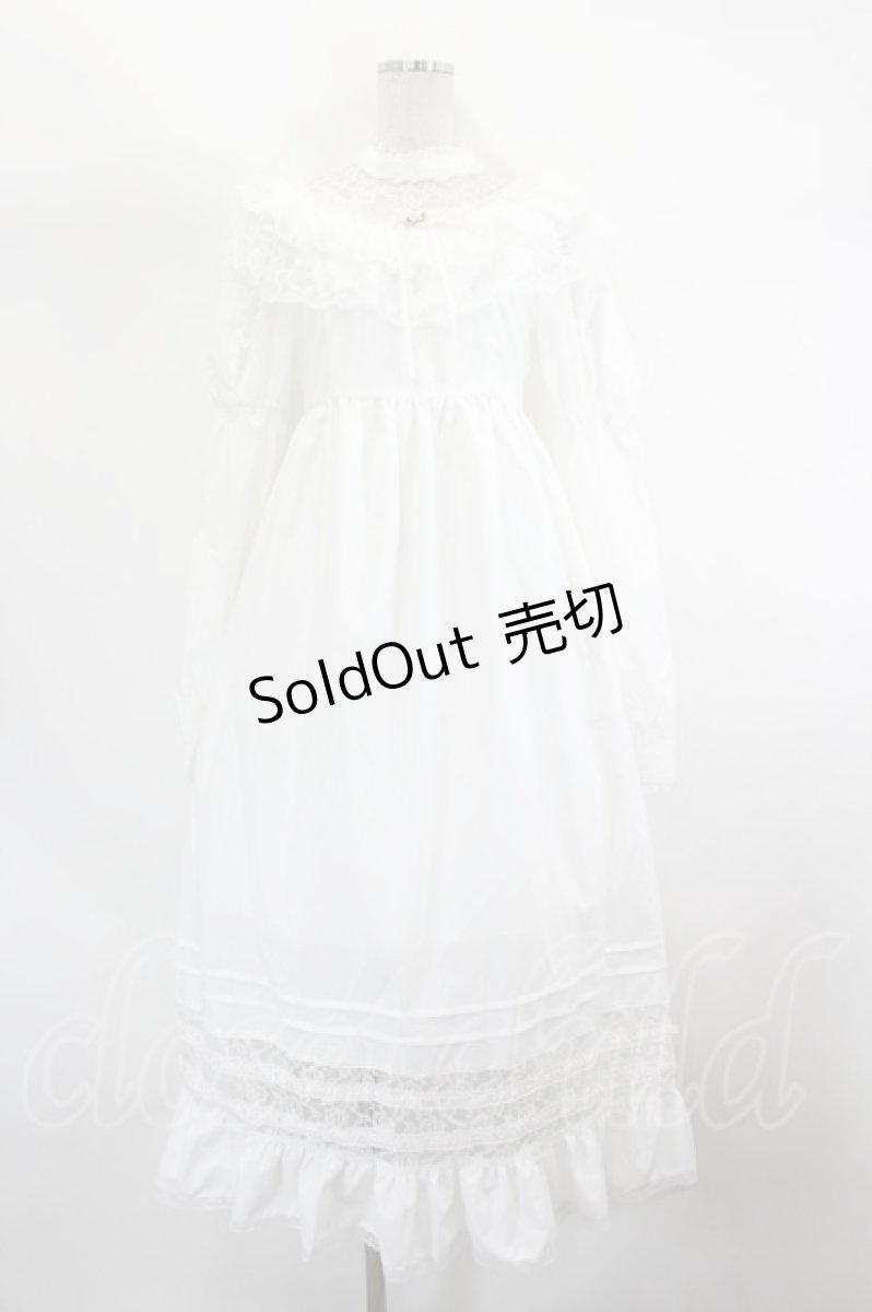 画像1: Fiorforte / lace ribbon vintage dress  白 I-26-07-26-076-LO-OP-TE-ZI (1)