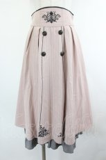 画像1: axes femme / サス付モチーフ刺繍スカート  ピンク I-26-07-26-100-AX-SK-TE-ZI (1)