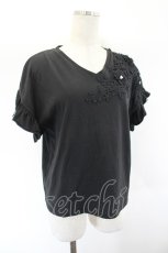 画像3: axes femme / 立体花モチーフレースＴシャツ  黒 I-26-07-26-013-AX-TO-TE-ZI (3)