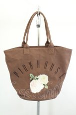 画像1: PINK HOUSE / ロゴ薔薇刺繍ハンドバッグ  ブラウン I-26-07-26-111-LO-BG-SA-ZI (1)