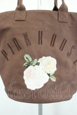 画像4: PINK HOUSE / ロゴ薔薇刺繍ハンドバッグ  ブラウン I-26-07-26-111-LO-BG-SA-ZI (4)