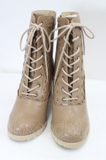 画像1: axes femme / スカラップレースアップブーツ L ブラウン I-26-07-26-129-AX-SH-SA-ZI (1)