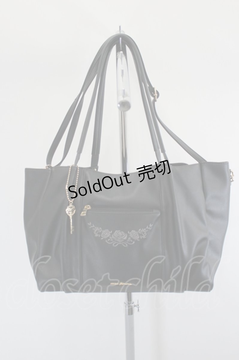 画像1: axes femme / 薔薇刺繍多機能ビッグトート  黒 I-26-07-27-058-AX-BG-SA-ZI (1)