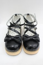 画像1: MODO / リボンストラップ木底風シューズ 約24CM(内側採寸) 黒 I-26-07-27-129-LO-SH-SA-ZI (1)