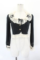 画像1: Unideer / リボンレースショートカーディガン S 黒ｘアイボリー I-26-07-27-014-LO-TO-SA-ZI (1)