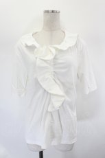 画像1: INGEBORG / フリル襟半袖カットソー  白 I-26-07-27-022-LO-TO-SA-ZI (1)