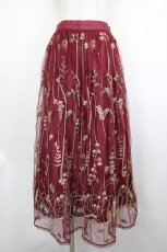 画像1: axes femme / ボタニカル刺繍スカート  ボルドー I-26-07-30-082-AX-SK-SA-ZI (1)