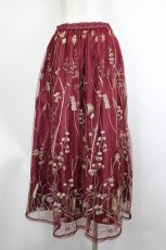 画像2: axes femme / ボタニカル刺繍スカート  ボルドー I-26-07-30-082-AX-SK-SA-ZI (2)