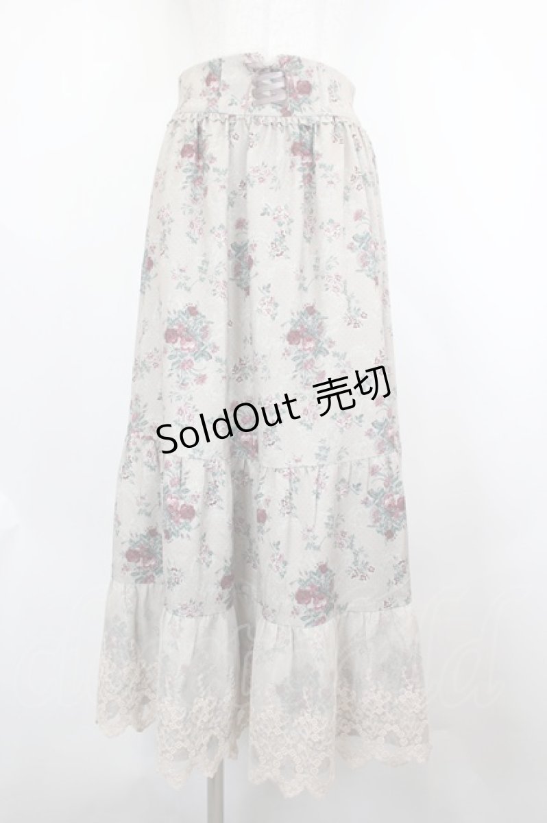 画像1: axes femme / ミュルーズ染織美術館コラボ/フェザー×フラワー柄スカート  ボルドー I-26-07-30-084-AX-SK-SA-ZI (1)