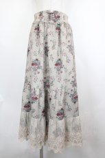 画像1: axes femme / ミュルーズ染織美術館コラボ/フェザー×フラワー柄スカート  ボルドー I-26-07-30-084-AX-SK-SA-ZI (1)
