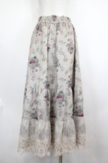 画像2: axes femme / ミュルーズ染織美術館コラボ/フェザー×フラワー柄スカート  ボルドー I-26-07-30-084-AX-SK-SA-ZI (2)