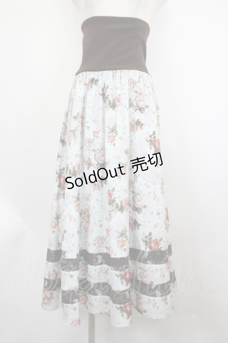 画像1: axes femme / 花柄ロング2WAYスカート  サックスＸブラウン I-26-07-30-088-AX-SK-SA-ZI (1)