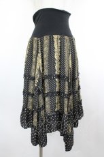 画像1: axes femme / ドット&レースプリントスカート  黒Ｘゴールド I-26-07-30-091-AX-SK-SA-ZI (1)