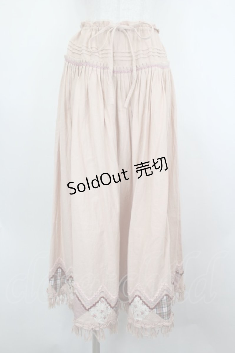 画像1: PINK HOUSE / 裾パッチワークフリンジスカート  ピンク I-26-07-30-098-LO-SK-SA-ZI (1)