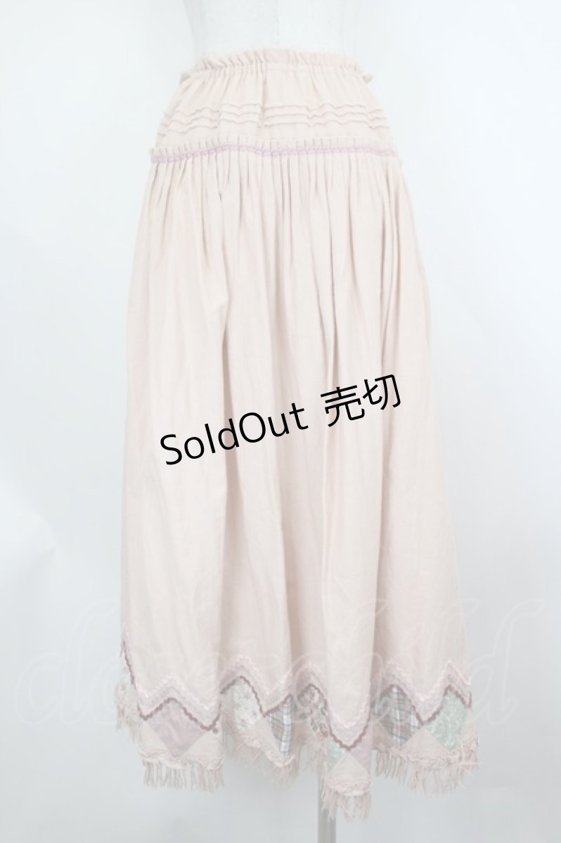 画像2: PINK HOUSE / 裾パッチワークフリンジスカート  ピンク I-26-07-30-098-LO-SK-SA-ZI (2)