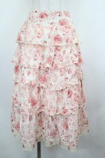 画像1: PINK HOUSE / 手書き薔薇柄段々スカート  ピンクＸ白 I-26-07-30-099-LO-SK-SA-ZI (1)