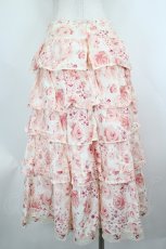 画像2: PINK HOUSE / 手書き薔薇柄段々スカート  ピンクＸ白 I-26-07-30-099-LO-SK-SA-ZI (2)