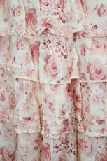画像3: PINK HOUSE / 手書き薔薇柄段々スカート  ピンクＸ白 I-26-07-30-099-LO-SK-SA-ZI (3)