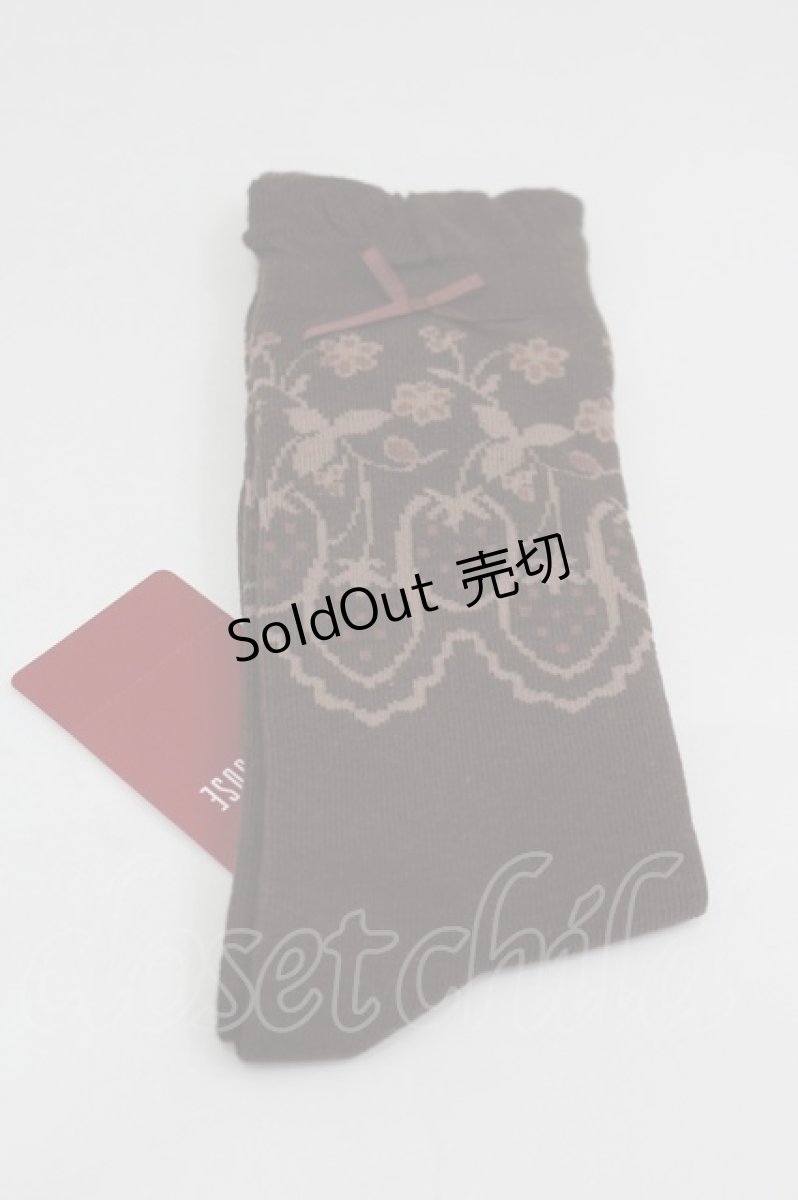 画像1: PINK HOUSE / Rambler Berry Lace柄ソックス  ブラウン I-26-07-30-128-LO-ZA-SA-ZI (1)