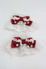 画像1: LOLITAその他(お買取対象外) / ローズレースリボンお袖とめ  白Ｘ赤 I-26-07-30-130-LO-ZA-SA-ZI (1)