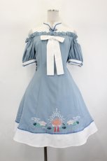 画像1: Amavel / 水面に揺れる睡蓮花チャイナワンピース  ブルー I-26-08-01-033-CA-OP-TE-ZI (1)