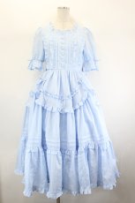 画像1: Chalmiere / フリルロングワンピース M サックス I-26-08-01-043-AX-OP-TE-ZI (1)