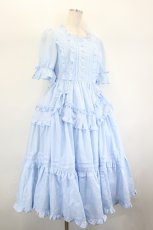 画像4: Chalmiere / フリルロングワンピース M サックス I-26-08-01-043-AX-OP-TE-ZI (4)