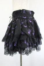 画像2: Drug Honey / スカルプリントシフォンフリルスカート  黒×パープル I-26-08-01-076-PU-SK-TE-ZI (2)