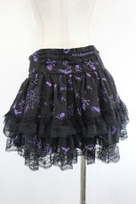 画像3: Drug Honey / スカルプリントシフォンフリルスカート  黒×パープル I-26-08-01-076-PU-SK-TE-ZI (3)