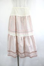 画像1: PINK HOUSE / フラワーレース&ストライプ切り替えスカート  ピンク I-26-08-01-078-LO-SK-SA-ZI (1)