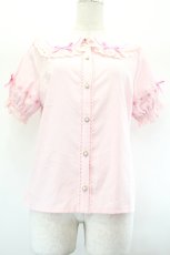 画像1: axes femme kawaii / 梯子レース半袖ブラウス M ピンク I-26-08-01-010-AX-BL-TE-ZI (1)