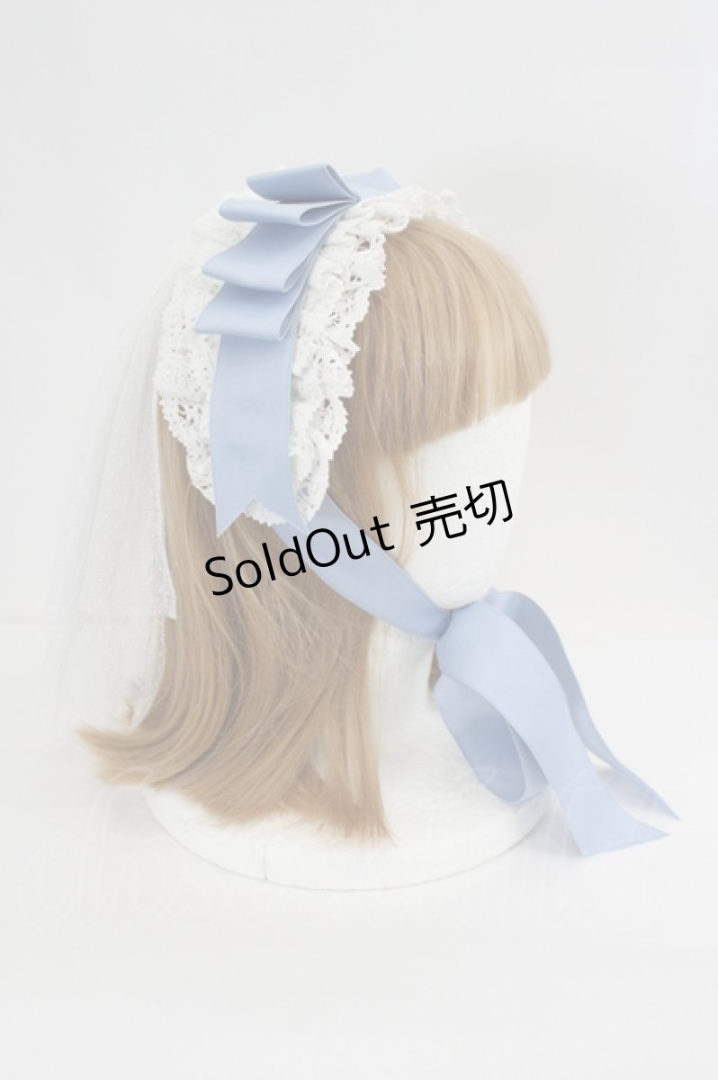 画像3: 妹抖手作工作屋 / Cream Cake ヴェール付きヘッドドレス  白×サックス I-26-08-01-099-LO-AC-TE-ZI (3)