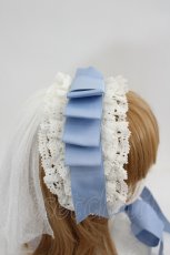 画像4: 妹抖手作工作屋 / Cream Cake ヴェール付きヘッドドレス  白×サックス I-26-08-01-099-LO-AC-TE-ZI (4)