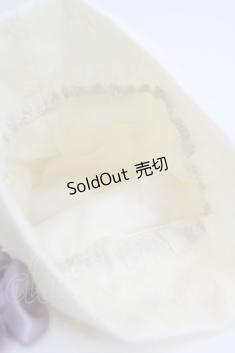 画像3: Maison de FLEUR / ペタル＆パールレース巾着  アイボリー I-26-08-01-123-LO-BG-TE-ZI (3)