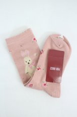 画像1: PINK HOUSE / バラ園うさぎソックス  ピンク I-26-08-01-126-LO-ZA-TE-ZI (1)