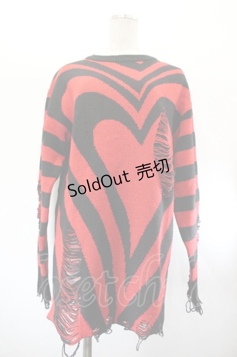 画像1: KILL STAR / Libi Sweater XS 黒×赤 I-26-08-01-021-PU-TO-TE-ZI (1)