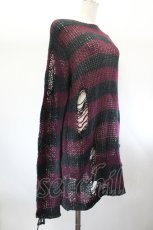 画像3: KILL STAR / ダメージボーダーニット  ワイン×黒 I-26-08-01-022-PU-TO-TE-ZI (3)