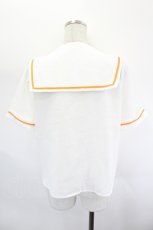画像2: Amavel / Crown Emblemスクエアセーラーブラウス  白×オレンジ I-26-08-03-003-CA-BL-TE-ZI (2)
